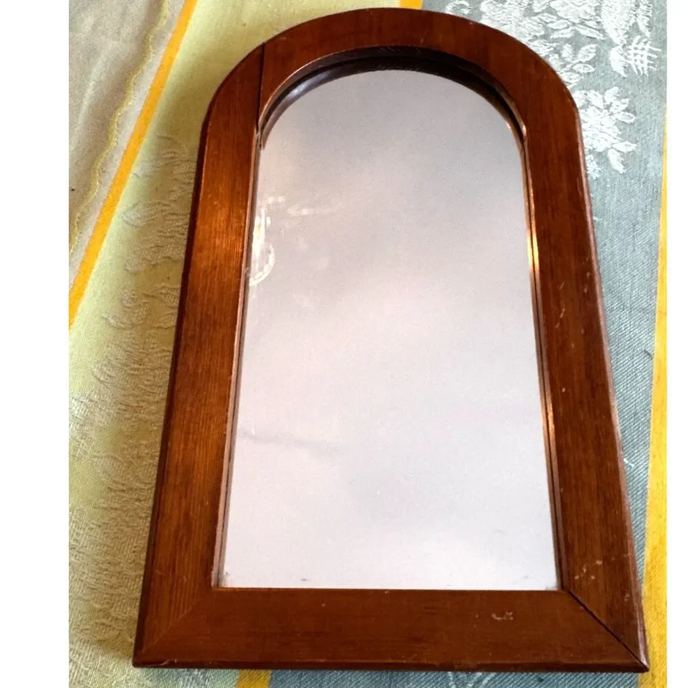 Vintage wooden arch top mirror great small size must see